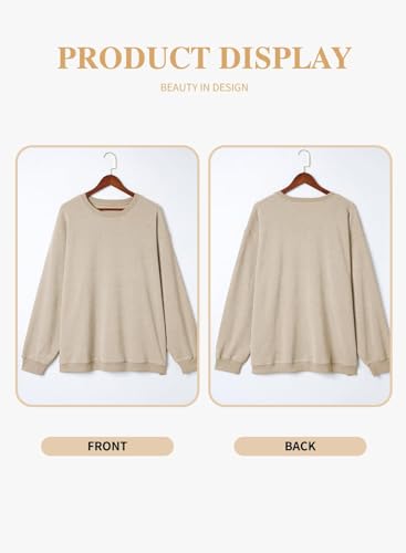 Image of Eytino Women Plus Size Sweatshirt Oversized Crew Neck Long Sleeve Tops | Fall Fashion Clothes 2026, Oversized Sweat Shirt, Soft Comfy Pullover, Travel Casual Work Lounge Daily Outfit
