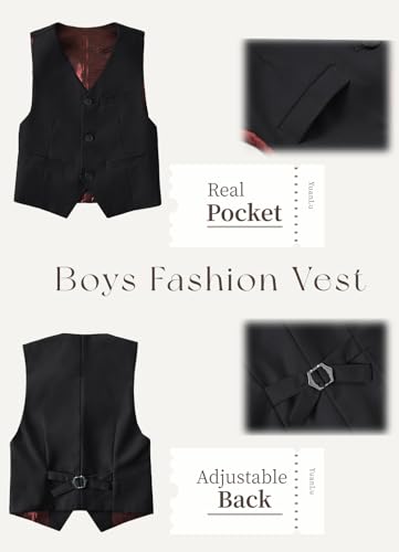 Image of YuanLu Boys Suit Homecoming Dresses for Kids Ring Bearer Outfit Suits Tuxedo Formal Vest and Pants Suit Set