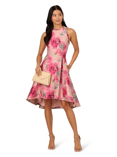 Adrianna Papell Women's High Lo Jacquard Midi Dress4