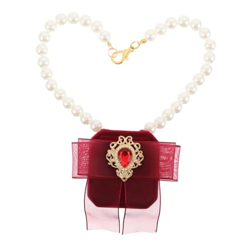 SHERCHPRY Collana in Finto Perle per Cani Accessorio da Matrimonio Porta Anelli per Cerimonie Elegante e Comodo per Piccoli Cani