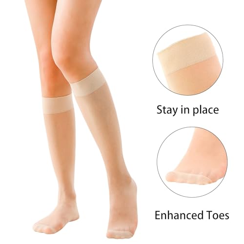 6 Pack Women's Knee High Stocking Nylon Pantyhose Socks2