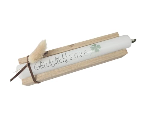Geschenkkerzen - Stabkerze mit Spruch - 'Glückslicht 2026' mit...