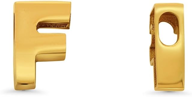 Jewelry America 14k Yellow Gold Mini Sliding Block Initial Charm Uppercase Letter Slide Through Pendant