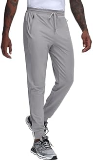 JWM Regular/Tall Mens Athletic Joggers Lightweight Workout Running Gym Training Pants Tapered Sweatpant with 3 Zipper Pockets