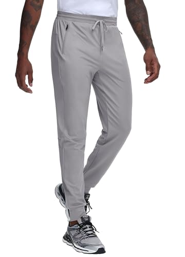 JWM Regular/Tall Mens Athletic Joggers Lightweight Workout Running Gym Training Pants Tapered Sweatpant with 3 Zipper Pockets