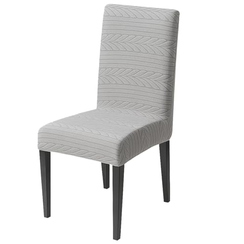 House of Quirk Flexible Stretch Dining Chair Cover – 220 GSM Jacquard Fabric, Universal Fit Short Seat Protector, Washable Slipcover (Grey, Pack of 1)
