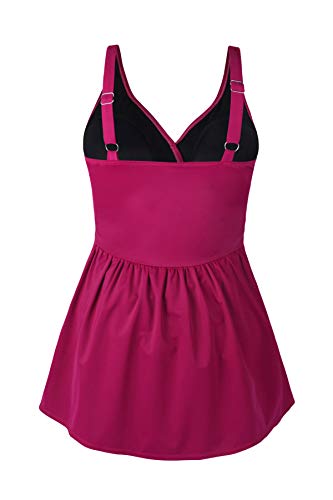 JINXUEER Plus Size Swimsuit Tummy Control Swimwear One Piece Floral Print Swimdress with Flared Skirt for Women3