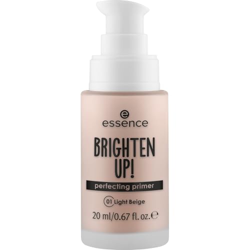 essence BRIGHTEN UP! perfecting primer, Nr. 01, Nude, feuchtigkeitsspendend, abdeckend, grundierend, natürlich, vegan, ohne Parabene, ohne Mikroplastikpartikel, Nanopartikel frei, 1er Pack (20ml)