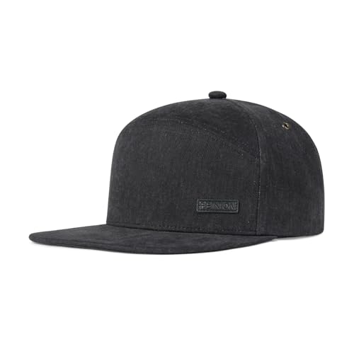 FEINION Retro Denim-Style Flat Brim Baseball Cap Streetwear Snapback Hat for Man Woman (Black)