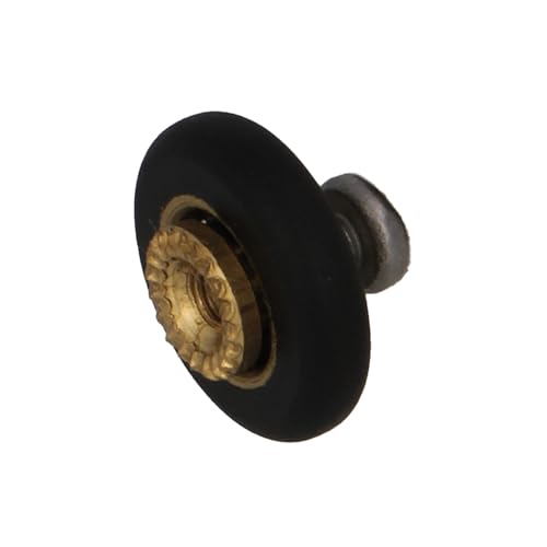 Amig - Rodamiento Mampara de Ducha - Juego de 2 Unidades - Ø 16 mm - Con Rodamiento Frontal y Tornillo M3x6 - Para Puerta Corredera de Duchas de Baños - Poliamida Negro