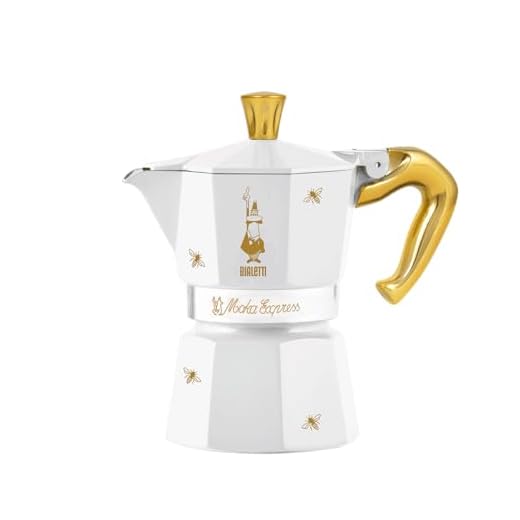 Bialetti Cafeteira Moka Branca Gold Of Bees 3 Xicaras