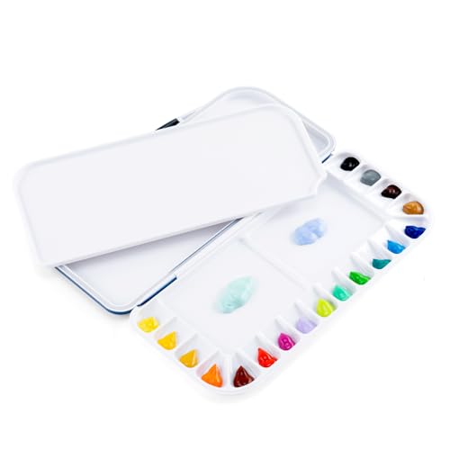 transon watercolor palette folding with lid 18wells 2 mixing areas and 1 large mixing tray also for gouache acrylic paint palette purple color