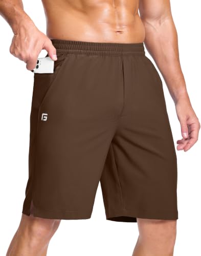 Image of GGJ Men's Lightweight Athletic Shorts with 2 Zipper Pockets 7 inch /9 inch /5 inch Gym Workout Running Quick Dry Tennis Shorts for Men