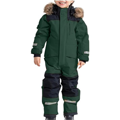 Children's Ski Suit Insulated Snow Bib Overalls Thermal Warm Snowsuit With Removable Hood Mud Suit (AG #1, 4-5 Years)