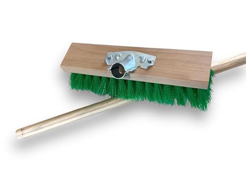 Balai de Jardinage cantonnier 32 cm | avec Manche Bois 1,40 m | Fibre Verte ondulé résistante | Sortie 70 cm | Idéal extérieur et sols Difficiles |...