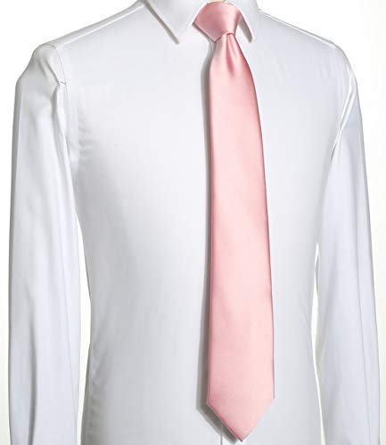 Kissties KT1081 Pink Solid Tie Satin Wedding Ties Mens Necktie + Gift Box thumb #4