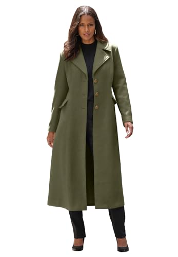 Roaman's Women's Plus Size Long Tailored Wool Blend Coat