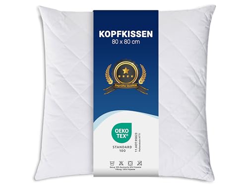 ZOLLNER Kopfkissen in Hotelqualität, 80x80 cm, 840g, Mikrofaser, Reißverschluss