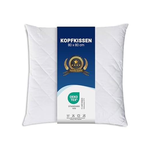 sleepling 190001 Basic 100 Kopfkissen | Ökotex | waschbar bis 60 Grad | Made in EU | Füllmengengarantie | Größengarantie | 80 x 80 cm, weiß 6 ZOLLNER Kopfkissen , 80x80 cm, 840g, Polyesterhohlfaser, Kochfest
