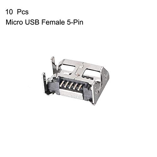 uxcell 10PCS Micro USB Conector Hembra 5 Pines miniatura 2