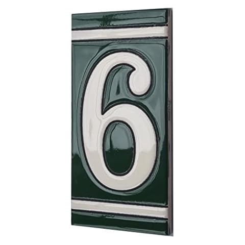 Spanish Olive Classic Hand-Painted Number Tile 6 Cover