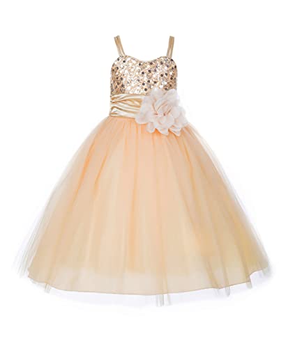 Image of Girl's Synthetic a-line Maxi Dress (WLT-1021 6-7 Years Peach
