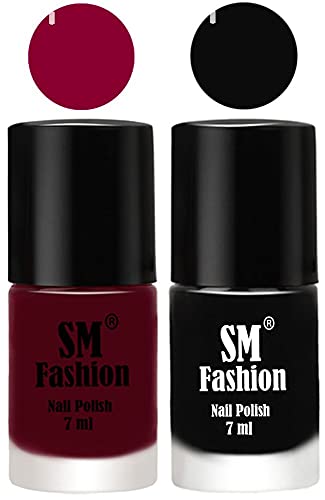 Image of Long Lasting Nail Polish | Nail Paint Combo 7 ml Each) - Set of 2 Boysenberry-Black