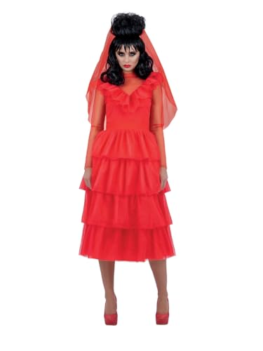 Costume de mariée rouge Beetlejuice Lydia pour votre soirée Halloween