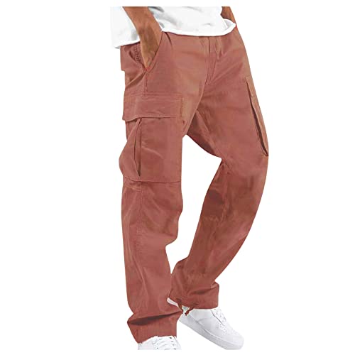 Men's Casual Cargo Pants Hiking Drawstring Waist Joggers Pants with Multi Pockets Big and Tall, 3XL-5XL