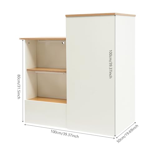 Comptoir de réception bicolore blanc et bois de 39 pouces pour hall - 4