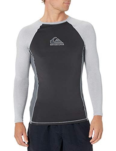 Quiksilver Men's BACKWASH LS Long Sleeve Rashguard SURF Shirt, Sleet Heather, L