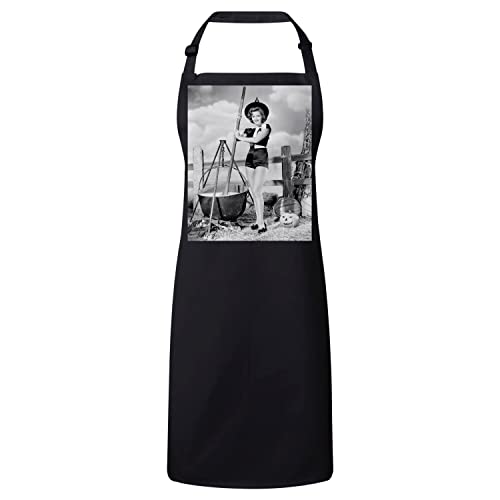Tablier Cuisine Noir Matha Vickers Sorciere Halloween en tissu premium ajustable