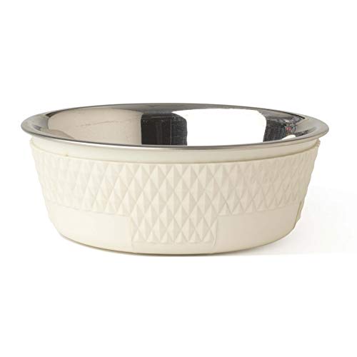 PetRageous Kona Non-Skid Stainless-Steel Bowl, Antique White, 3.75 Cup/6.75"