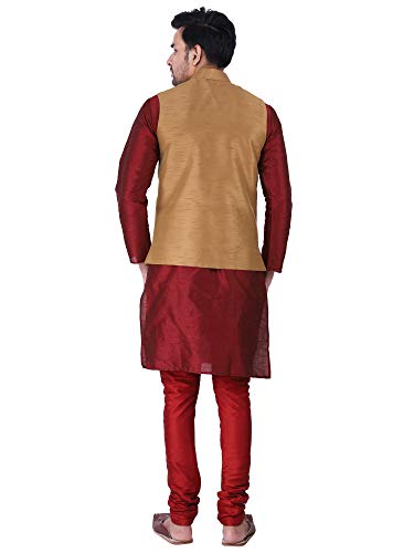 Image of Sadree Silk Men's Kurta Pajama Waistcoat or Nehru Jacket Set
