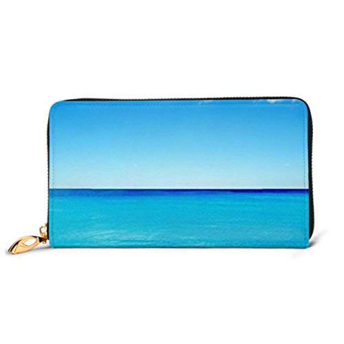 Preisvergleich Produktbild JHGFG Mode Handtasche Reißverschluss Brieftasche Schöne Tropische Seelandschaft Himmel Meer Telefon Kupplung Geldbörse Abendkupplung Blockieren Leder Brieftasche Multi Card Organizer