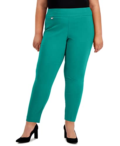 Plus Size Tummy Control Pull On Skinny Pants Teal Oasis 20W
