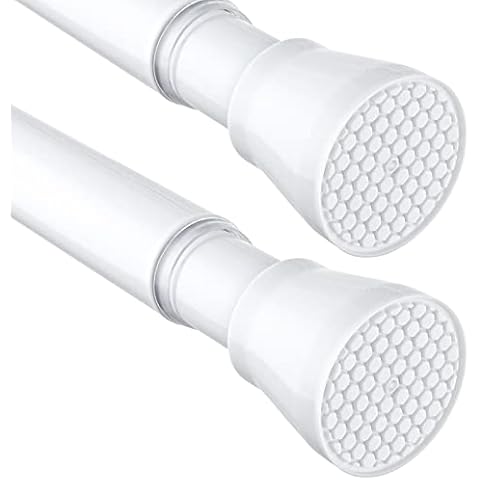 White Tension Curtain Rod for Windows 28 to 48 Inch and Shower Curtain Rod 42-73 Inch, 7/8" Adjustable Spring Curtain Rod No Drilling,Curtain Rod for Bedroom Doorway Closet Door Cover