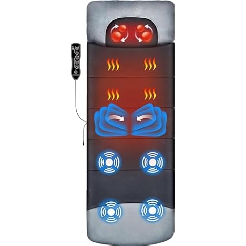 Full Body Massage Mat with Shiatsu Neck Massager, 3D Lumbar Traction & Relaxation, Back & Waist Heat, 4 Vibrating Motors, Full Body Massager for Stretching & Circulation, No Weight Limit, Fit 5'1-6'2