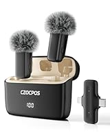 CZOCPOS Kabelloses Lavalier Mikrofon Wireless für iPhone/iPad/Android mit Ladebox, Geräuschunterdrückung, 36 Stunden Akkulaufzeit, Mini Mikrofon für iPhone für Video/YouTube/Vlogs