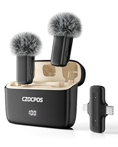 CZOCPOS Kabelloses Lavalier Mikrofon Wireless für iPhone/iPad/Android mit Ladebox, Geräuschunterdrückung, 36 Stunden Akkulaufzeit, Mini Mikrofon für iPhone für Video/YouTube/Vlogs
