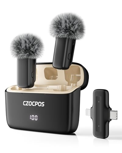 CZOCPOS Kabelloses Lavalier Mikrofon Wireless für iPhone/iPad/Android mit Ladebox, Geräuschunterdrückung, 36 Stunden Akkulaufzeit, Mini Mikrofon für iPhone für...