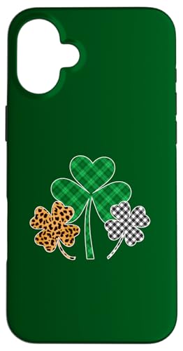 Three Clover Shamrocks �q���E���o�b�t�@���[�`�F�b�N�� ���p�g���b�N�f�[ �X�}�z�P�[�X iPhone 16 Plus �p