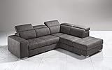 3 places. Dafnedesign.COM Canapé d\'angle 3 Places avec méridienne Droite Simili Cuir Effet Nabuk Granit Grey (cm. 266 x 230 x 94 (H) cm.