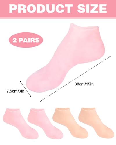 KEMUZ 2 Paar Silikon-Feuchtigkeitssocken,Elastische Silikonsocken für Füße,Anti Rutsch Feuchtigkeits Socken,Fuß Spa Gel Socken für Fußpflege,Repariert Trockene, Rissige Raue Füße