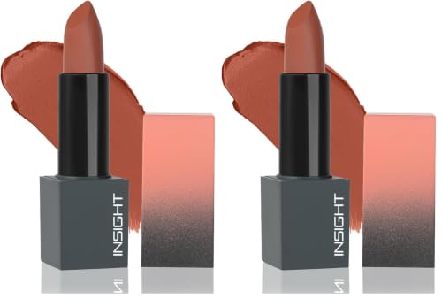 Image of INSIGHT Velvet Matte Lipstick (Sweet Embrace) | Long Lasting, Smudge-Proof & Non-Drying | Enriched with Cocoa Butter, Argan Oil & Vitamin E | Smooth Application, Bold Pigment - 3.8g (Pack of 2)