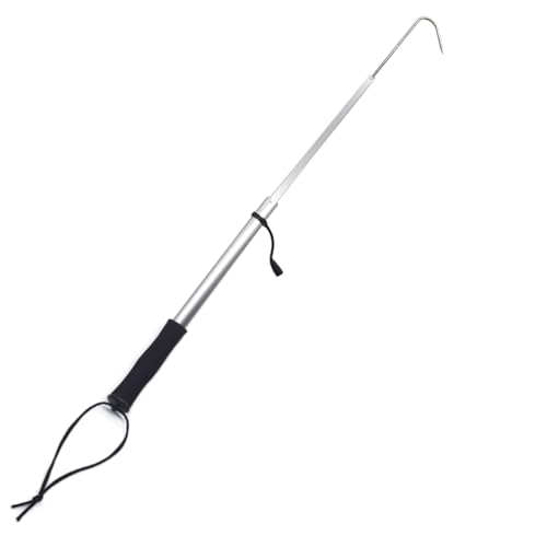 Telescopic Fishing Gaff with Super Sharp Spear Hook Lightweight Aluminium Alloy Hand with Soft EVA Nonslip Handle and Lanyard for Saltwater Ice Boat Kayak Fishing etc (Size S:11.4-23.6inch)