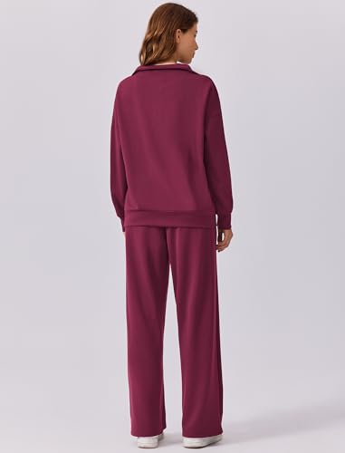 Image of PINSPARK 2 Piece Sets for Women 2026 Fall Outfits Sweatsuit Oversized Sweatshirt Wide Leg Sweatpants Matching Set Tracksuit