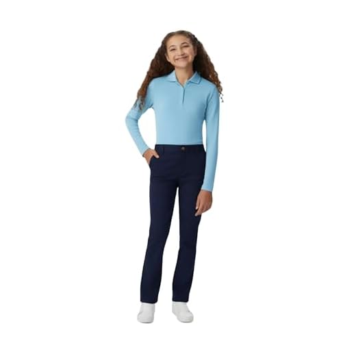 French Toast Calça de sarja sem fecho para meninas (padrão e Plus), Uniforme escolar azul-marinho, 12