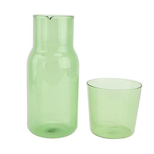 Set de 2 vasos y jarra de vidrio verde