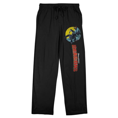 How To Train Your Dragon Dragon with Toothless and Hiccup Men's Black Slepe Pants